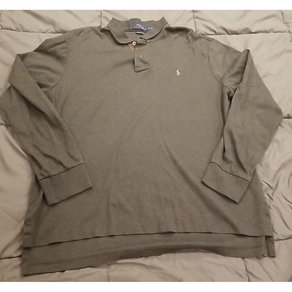 Polo Ralph Lauren Shirt Mens Xl Gray Pima Soft Touch Long Sleeve Flesh Pony